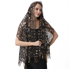 Load image into Gallery viewer, Lace & Sequins Shawl Wraps for Evening Dresses Wedding Decoration Scarf Elegant Hijab Cover for Ramadan Festivals Women's Modest Fashion Floral Shawl