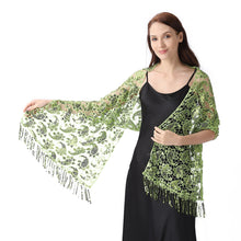 Load image into Gallery viewer, Lace & Sequins Shawl Wraps for Evening Dresses Wedding Decoration Scarf Elegant Hijab Cover for Ramadan Festivals Women's Modest Fashion Floral Shawl