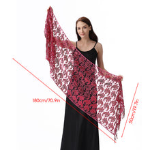 Load image into Gallery viewer, Lace & Sequins Shawl Wraps for Evening Dresses Wedding Decoration Scarf Elegant Hijab Cover for Ramadan Festivals Women's Modest Fashion Floral Shawl