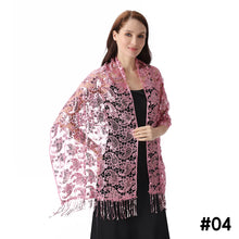 Load image into Gallery viewer, Lace & Sequins Shawl Wraps for Evening Dresses Wedding Decoration Scarf Elegant Hijab Cover for Ramadan Festivals Women's Modest Fashion Floral Shawl