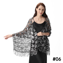 Load image into Gallery viewer, Lace & Sequins Shawl Wraps for Evening Dresses Wedding Decoration Scarf Elegant Hijab Cover for Ramadan Festivals Women's Modest Fashion Floral Shawl
