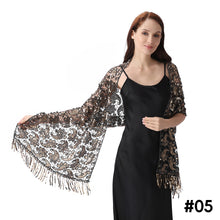Load image into Gallery viewer, Lace & Sequins Shawl Wraps for Evening Dresses Wedding Decoration Scarf Elegant Hijab Cover for Ramadan Festivals Women's Modest Fashion Floral Shawl