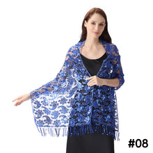Load image into Gallery viewer, Lace & Sequins Shawl Wraps for Evening Dresses Wedding Decoration Scarf Elegant Hijab Cover for Ramadan Festivals Women's Modest Fashion Floral Shawl