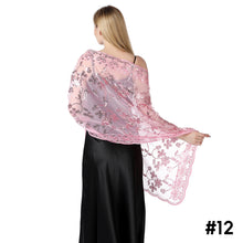 Load image into Gallery viewer, Sequins Shawl Wraps for Evening Dresses Wedding Decoration Scarf Elegant Hijab Cover for Ramadan Festivals Women's Modest Fashion Floral Shawl