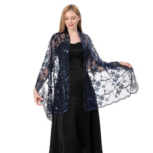 Load image into Gallery viewer, Sequins Shawl Wraps for Evening Dresses Wedding Decoration Scarf Elegant Hijab Cover for Ramadan Festivals Women's Modest Fashion Floral Shawl