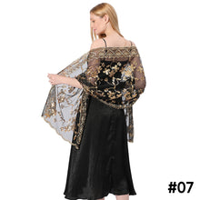 Load image into Gallery viewer, Sequins Shawl Wraps for Evening Dresses Wedding Decoration Scarf Elegant Hijab Cover for Ramadan Festivals Women's Modest Fashion Floral Shawl