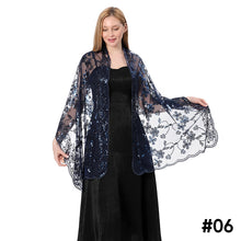 Load image into Gallery viewer, Sequins Shawl Wraps for Evening Dresses Wedding Decoration Scarf Elegant Hijab Cover for Ramadan Festivals Women's Modest Fashion Floral Shawl