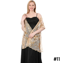 Load image into Gallery viewer, Sequins Shawl Wraps for Evening Dresses Wedding Decoration Scarf Elegant Hijab Cover for Ramadan Festivals Women's Modest Fashion Floral Shawl