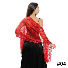 Load image into Gallery viewer, Moon Star Sequins Shawl Wraps for Evening Dresses Wedding Decoration Scarf Elegant Hijab Cover for Ramadan Festivals Women's Modest Fashion Shawl