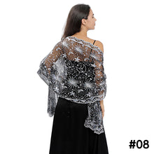 Load image into Gallery viewer, Moon Star Sequins Shawl Wraps for Evening Dresses Wedding Decoration Scarf Elegant Hijab Cover for Ramadan Festivals Women's Modest Fashion Shawl