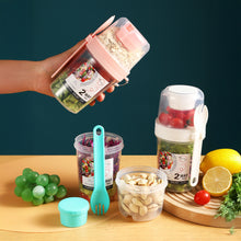 Load image into Gallery viewer, Double-Layer Leak-Proof Breakfast Cup with Dip Container Multi-Purpose Oatmeal Cup Portable Bento Box Style for Camping Office Hiking Travel