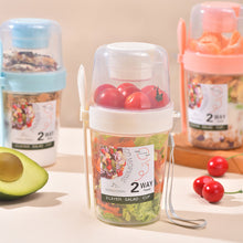 Load image into Gallery viewer, Double-Layer Leak-Proof Breakfast Cup with Dip Container Multi-Purpose Oatmeal Cup Portable Bento Box Style for Camping Office Hiking Travel
