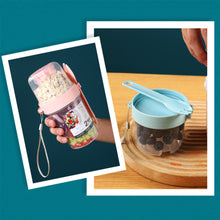 Load image into Gallery viewer, Double-Layer Leak-Proof Breakfast Cup with Dip Container Multi-Purpose Oatmeal Cup Portable Bento Box Style for Camping Office Hiking Travel