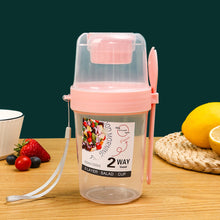 Load image into Gallery viewer, Double-Layer Leak-Proof Breakfast Cup with Dip Container Multi-Purpose Oatmeal Cup Portable Bento Box Style for Camping Office Hiking Travel