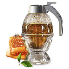 Load image into Gallery viewer, Non-Drip Honey Dispenser Honey Jar Plastic Sealed Jar Funnel Type Jar Syrup Pot Batter Powder Liquid Dispenser Bottle with a Base