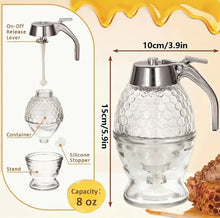 Load image into Gallery viewer, Non-Drip Honey Dispenser Honey Jar Plastic Sealed Jar Funnel Type Jar Syrup Pot Batter Powder Liquid Dispenser Bottle with a Base