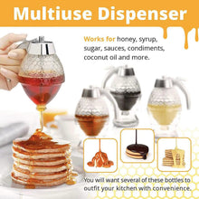 Load image into Gallery viewer, Non-Drip Honey Dispenser Honey Jar Plastic Sealed Jar Funnel Type Jar Syrup Pot Batter Powder Liquid Dispenser Bottle with a Base