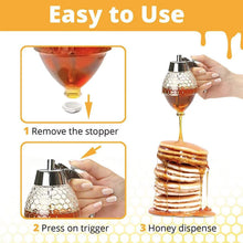 Load image into Gallery viewer, Non-Drip Honey Dispenser Honey Jar Plastic Sealed Jar Funnel Type Jar Syrup Pot Batter Powder Liquid Dispenser Bottle with a Base