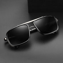 Load image into Gallery viewer, Vintage Retro Men's Punk Sunglasses Double Bridge Thick Metal Frame UV400 Lenses Motorcycle Riding Sunglasses