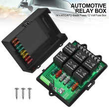Load image into Gallery viewer, Automotive Relay Box Fuse Relay Box Fuse Panel with 6 Way Relays and 14 x ATC/ATO Blade Fuses 12 Volt Fuse Box