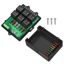 Load image into Gallery viewer, Automotive Relay Box Fuse Relay Box Fuse Panel with 6 Way Relays and 14 x ATC/ATO Blade Fuses 12 Volt Fuse Box