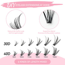 Load image into Gallery viewer, DIY Lash Extension Kit DIY Lash Extension Kit Lash Clusters False Eyelashes 8-14mm Makeup Tools With Tweezers Eyelash Glue