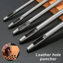 Load image into Gallery viewer, 6pcs 1-5mm Leather Hole Punching Tools Steel Hollow Round Hole Puncher Round Cutters For Watch Bands Belts Paper Leather Craft Tools