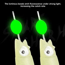 Load image into Gallery viewer, 5PCS/String Dazzling Colored Silk Luminous Fish Head String Hooks For White Strips Upturned Mouth Fish Hooks With Barbs Pins Eight-Shaped Rings