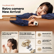 Load image into Gallery viewer, 5.4 Wireless Bluetooth Headphones Retro Camera Design Long Battery Life Noise-Canceling Headphones With Battery Level Display