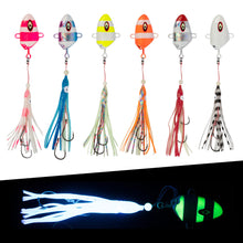 Load image into Gallery viewer, 1PC 100/150G Fish Head Iron Plate Bait Bionic Fluorescence Squid Double-Hook Boat Fishing Slow-Swinging Fishing Gear