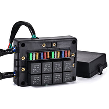 Load image into Gallery viewer, 12V Car Auto Relay Box Fuse Block Three Pre-Wired Fuse and Relay Box with 15pcs Blade Fuses 5-30A 8Pcs 4 Pin 40A Relays