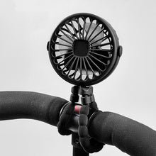 Load image into Gallery viewer, Portable Rechargeable 3-speed Fan Baby Stroller Bed Mute Fan Variable Base Octopus Mini Fan Office Desktop Hands Free Fan