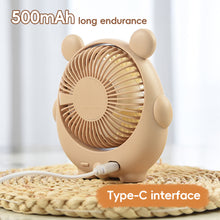 Load image into Gallery viewer, New Design Adorable Bear Shape Electric Fan Kawaii Desk Decor Portable 3-Speed Rechargeable Summer Cooling Equipment Office/Home Use Gift