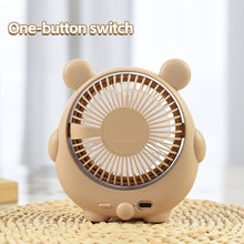 Load image into Gallery viewer, New Design Adorable Bear Shape Electric Fan Kawaii Desk Decor Portable 3-Speed Rechargeable Summer Cooling Equipment Office/Home Use Gift