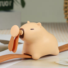 Load image into Gallery viewer, Portable Electric Fan Capybara Watch-Shaped Mini Fan Rechargeable Cute Design Carpincho 3-Speed Outdoor Kawaii Kids Anime Fan Gift
