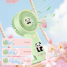 Load image into Gallery viewer, New Handldhe Electric fan Sakura Panda Cute Design 3-Speeds Rechargeable Portable Summer Essentials Outdoor Daily Use