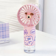 Load image into Gallery viewer, Portable 500mAh Handheld Misting Fan Ventilador con Spray Mist 3 Speeds with Spray Function & Cartoon Stickers Gift for Kids