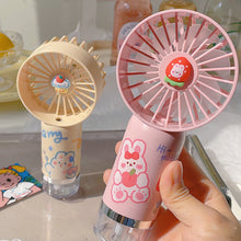 Load image into Gallery viewer, Portable 500mAh Handheld Misting Fan Ventilador con Spray Mist 3 Speeds with Spray Function & Cartoon Stickers Gift for Kids