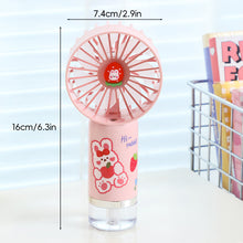 Load image into Gallery viewer, Portable 500mAh Handheld Misting Fan Ventilador con Spray Mist 3 Speeds with Spray Function & Cartoon Stickers Gift for Kids