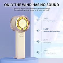 Load image into Gallery viewer, Handheld Fan Silent Electric Fan With Light Powerful Cool Wind Low Noise Portable Strong Breeze Noise-Free Cooling for Outdoor/Office/Travel