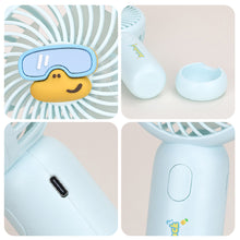 Load image into Gallery viewer, Durable Compact Electric Fan Cute Duck Theme Handheld Fan Mini Fan Foldable Handle 3 Wind Modes & Eco-Friendly ABS Material