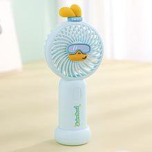 Load image into Gallery viewer, Durable Compact Electric Fan Cute Duck Theme Handheld Fan Mini Fan Foldable Handle 3 Wind Modes & Eco-Friendly ABS Material