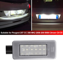 Load image into Gallery viewer, LED Car License Plate Lamps For Peugeot 208 2008 308 3008 5008 II 207 CC LED Number Plate Lamp For Citroen DS3 C3 MK3 DS5 C5