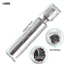 Load image into Gallery viewer, Universal Car Repair Tool 14mm 16mm Spark Plug Socket Wrench Adapter Set Joint with Magnetic Flexible Socket Thin Wall 3/8" Drive