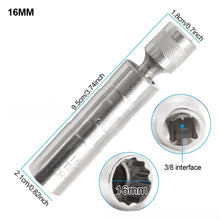 Load image into Gallery viewer, Universal Car Repair Tool 14mm 16mm Spark Plug Socket Wrench Adapter Set Joint with Magnetic Flexible Socket Thin Wall 3/8" Drive