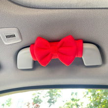 Load image into Gallery viewer, 2Pcs Car Plush Interior Roof Holder Cover Case Protective with Bow Interior Decoration Trim Kits Auto Protection