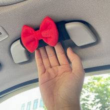 Load image into Gallery viewer, 2Pcs Car Plush Interior Roof Holder Cover Case Protective with Bow Interior Decoration Trim Kits Auto Protection