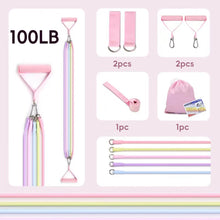 Load image into Gallery viewer, 1Set 60/100LBS Home Yoga Resistance Bands With Foot Covers Shoulder Opening Back Shaping Butt Lifting Pilates Fitness Equipment