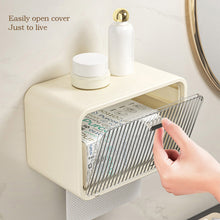 Load image into Gallery viewer, Waterproof Flip-Top Bathroom Tissue Holder Wall Mounted Toilet Storage Box Dormitory Bathroom Roll Paper Face Towel Storage Organizer