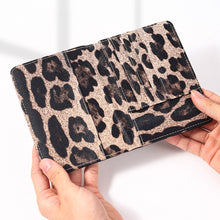 Load image into Gallery viewer, Leopard Print RFID Blocking Passport Holder Travel Wallet with Card Slots & Secure Strap Essential for Traveling Abroad